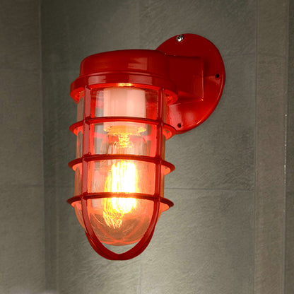 Margaux Metal Caged Wall Lamp Glass Industrial Outdoor Lighting