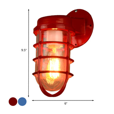 Margaux Metal Caged Wall Lamp Glass Industrial Outdoor Lighting