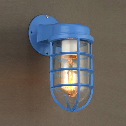 Margaux Metal Caged Wall Lamp Glass Industrial Outdoor Lighting