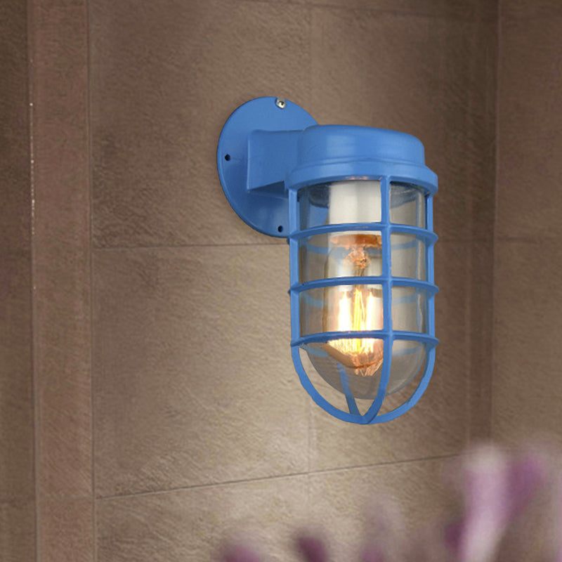 Margaux Metal Caged Wall Lamp Glass Industrial Outdoor Lighting