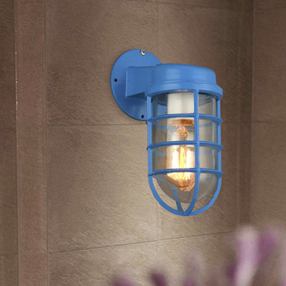 Margaux Metal Caged Wall Lamp Glass Industrial Outdoor Lighting