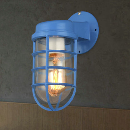 Margaux Metal Caged Wall Lamp Glass Industrial Outdoor Lighting