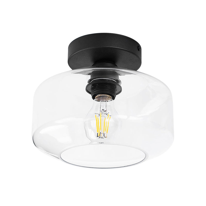 Clémence Industrial Drum Glass Semi Flush Ceiling Light