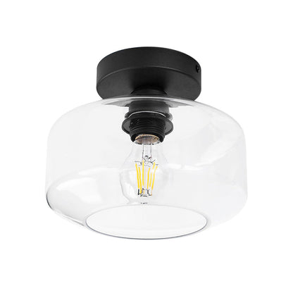 Clémence Industrial Drum Glass Semi Flush Ceiling Light