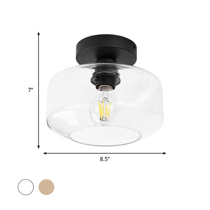 Clémence Industrial Drum Glass Semi Flush Ceiling Light