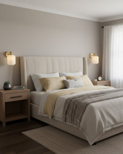 Sophie Henry Wall Lamp with Brass Body and Glass Shade