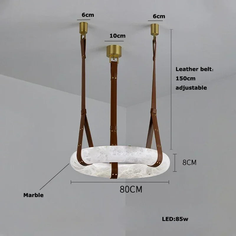 Brigitte Alabaster & Leather Belt Pendant