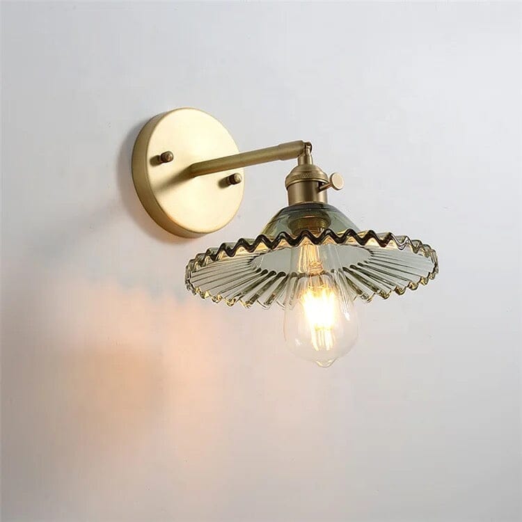 Céleste Vintage Round Green Glass Wall Lamp with Knob Switch