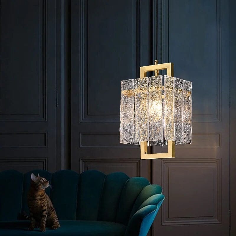 Aurélie Golden Glass Wall Lamp with Crystal Accents