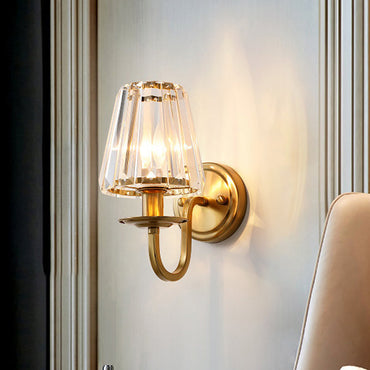 Aurélie Modern Cone Crystal Wall Sconce with Arched Arm