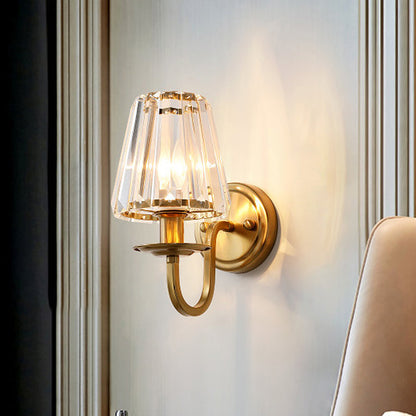 Aurélie Modern Cone Crystal Wall Sconce with Arched Arm