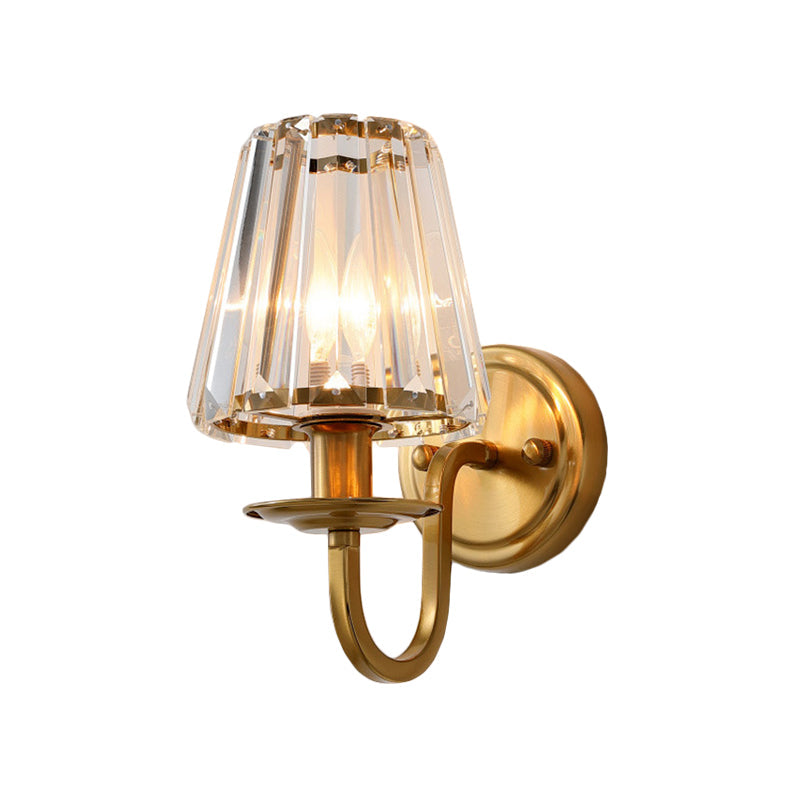 Aurélie Modern Cone Crystal Wall Sconce with Arched Arm