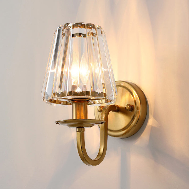 Aurélie Modern Cone Crystal Wall Sconce with Arched Arm