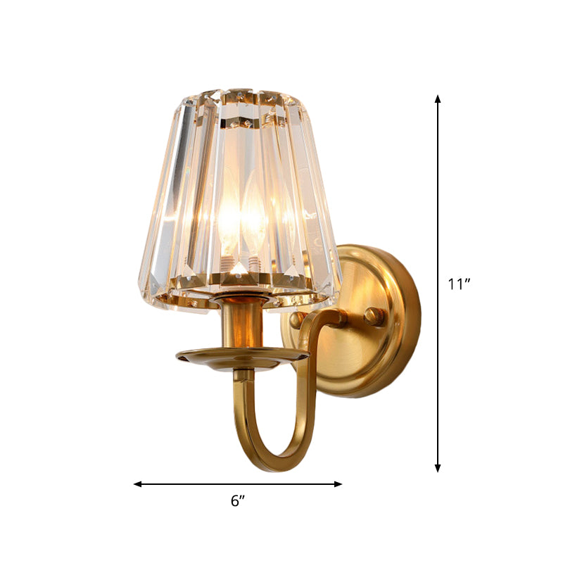 Aurélie Modern Cone Crystal Wall Sconce with Arched Arm