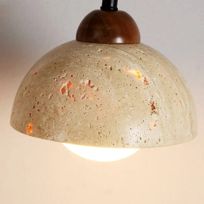 Élise Travertine Wall Lamp with Wood & Stone Finish