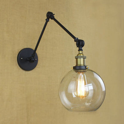 Delphine Industrial Globe Swing Arm Wall Light