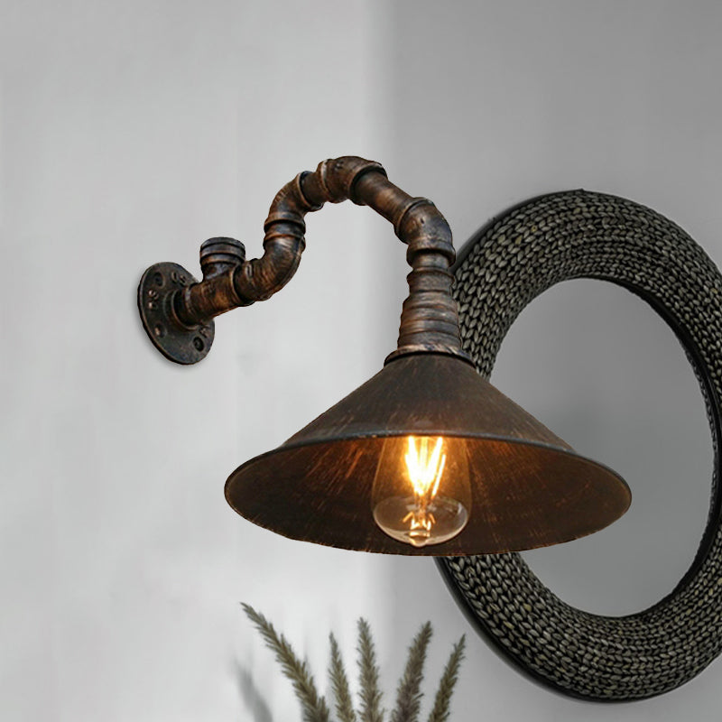 Émilie Antique Brass Cone Wall Sconce Farmhouse