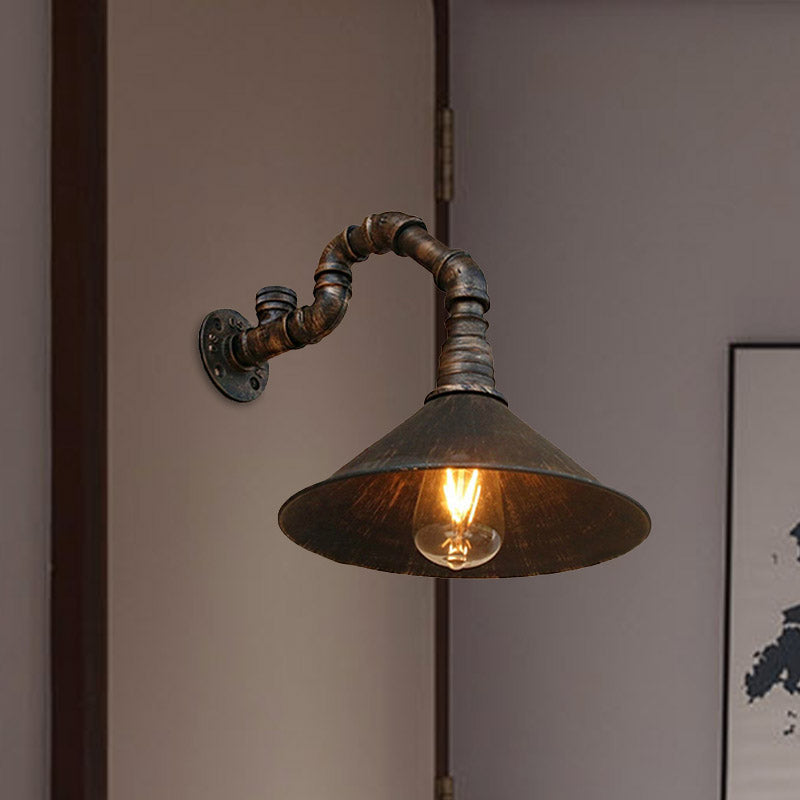 Émilie Antique Brass Cone Wall Sconce Farmhouse