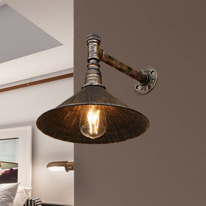 Émilie Antique Brass Cone Wall Sconce Farmhouse