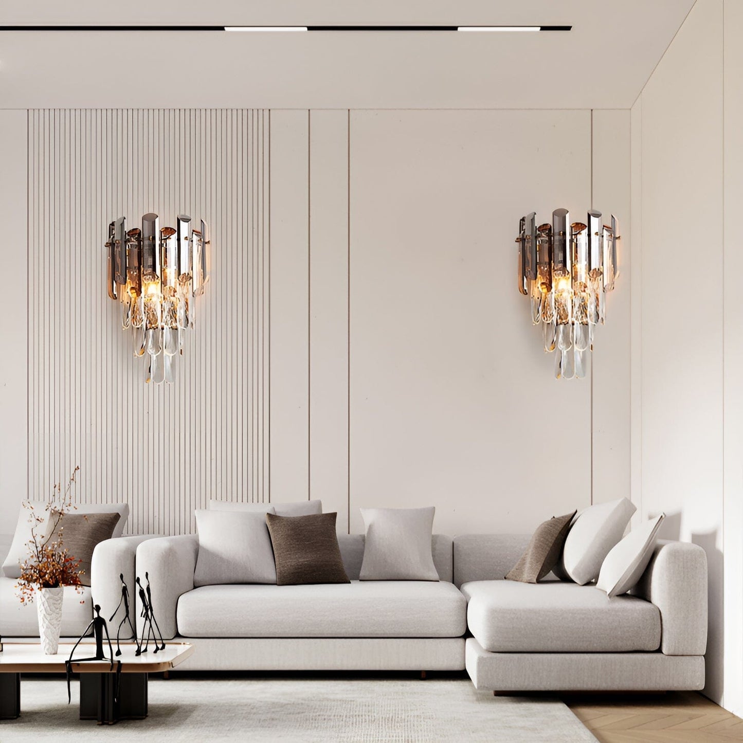 Odette Elsie Smoke Gray Crystal Wall Lamp