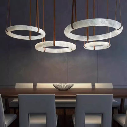 Elara Marble & Leather Ring Chandelier