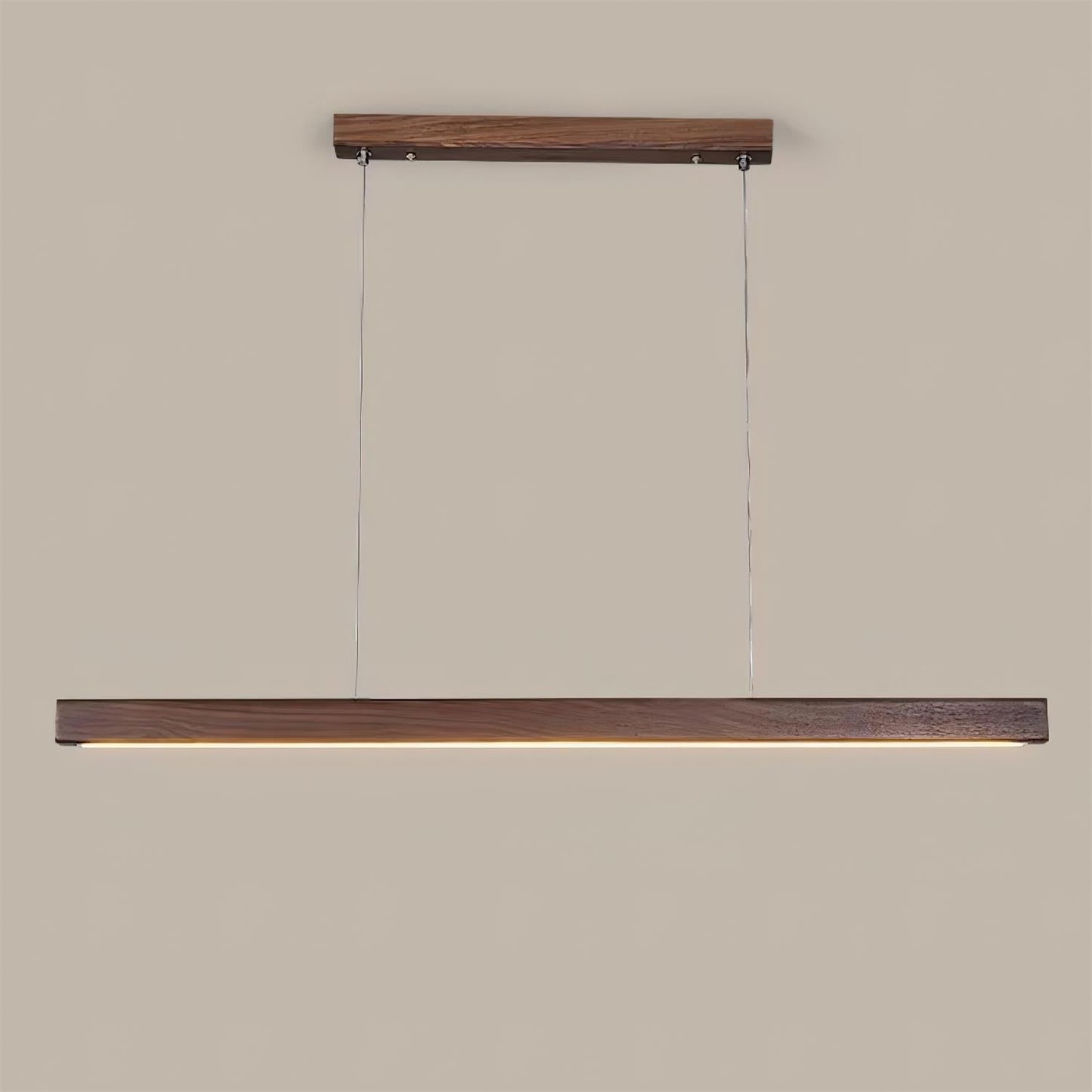Elodie Minimal Walnut Wood Linear Chandelier