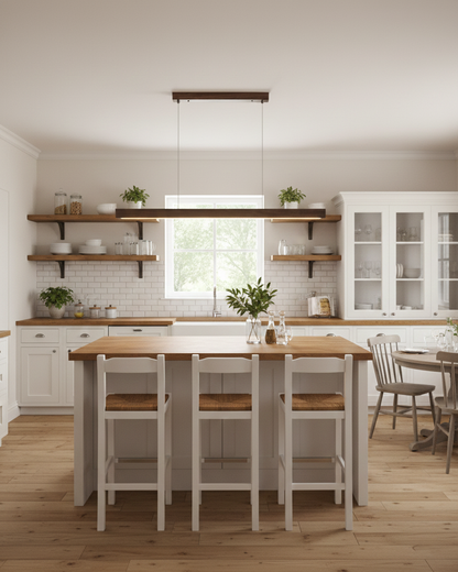 Elodie Minimal Walnut Wood Linear Chandelier