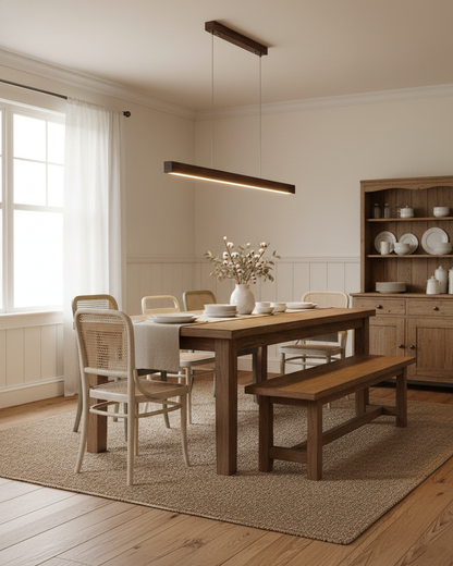 Elodie Minimal Walnut Wood Linear Chandelier