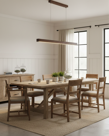 Elodie Minimal Walnut Wood Linear Chandelier