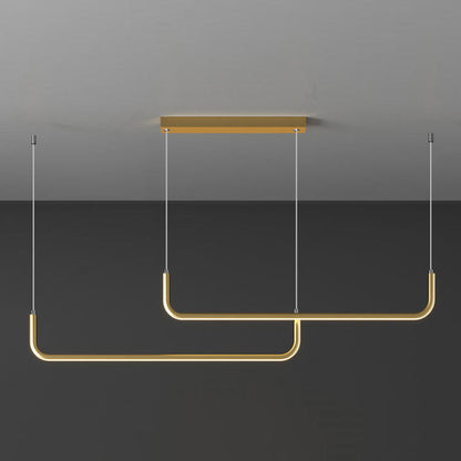 Camille Minimal Linear LED Chandelier Modern Gold Black Ceiling Light Fixture