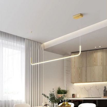 Camille Minimal Linear LED Chandelier Modern Gold Black Ceiling Light Fixture