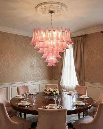Émilienne Floral Chandelier, Layered Glass Petals with Metal Frame