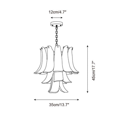 Émilienne Floral Chandelier, Layered Glass Petals with Metal Frame