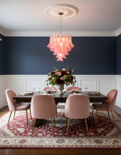 Émilienne Floral Chandelier, Layered Glass Petals with Metal Frame