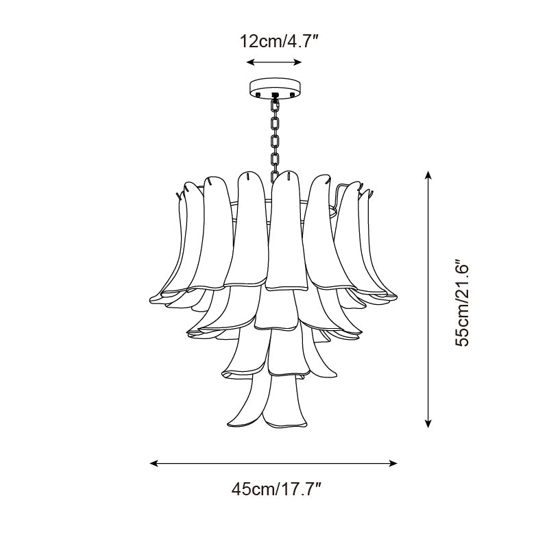 Émilienne Floral Chandelier, Layered Glass Petals with Metal Frame