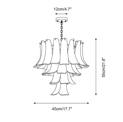 Émilienne Floral Chandelier, Layered Glass Petals with Metal Frame