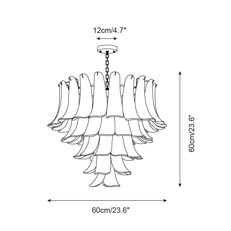 Émilienne Floral Chandelier, Layered Glass Petals with Metal Frame