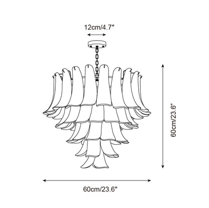 Émilienne Floral Chandelier, Layered Glass Petals with Metal Frame
