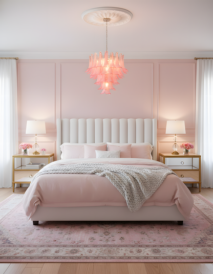 Émilienne Floral Chandelier, Layered Glass Petals with Metal Frame