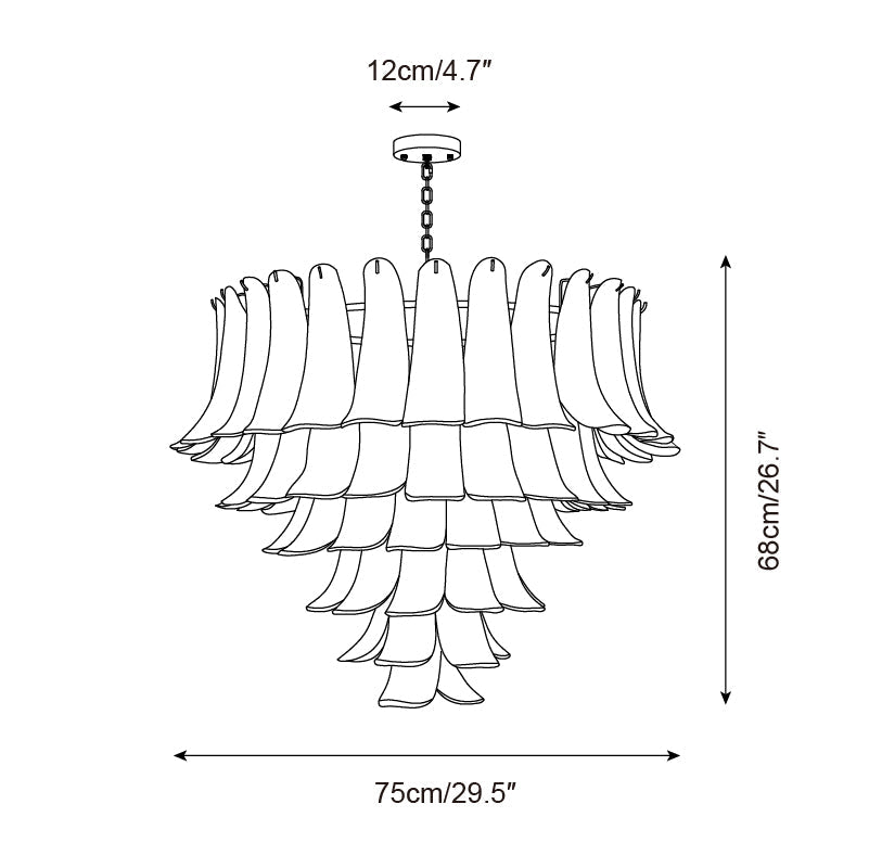 Émilienne Floral Chandelier, Layered Glass Petals with Metal Frame