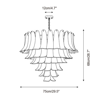 Émilienne Floral Chandelier, Layered Glass Petals with Metal Frame