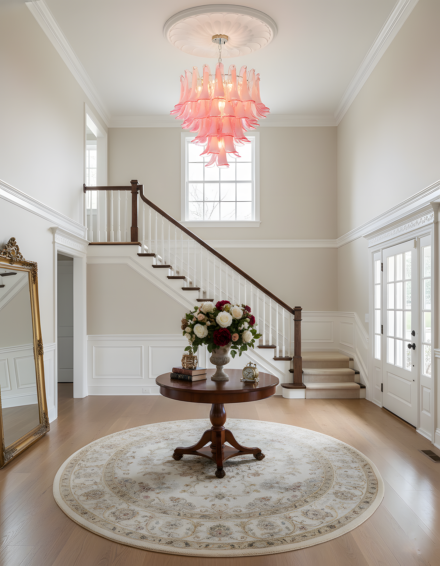 Émilienne Floral Chandelier, Layered Glass Petals with Metal Frame