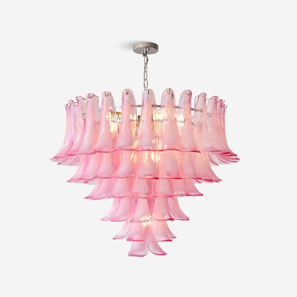 Émilienne Floral Chandelier, Layered Glass Petals with Metal Frame