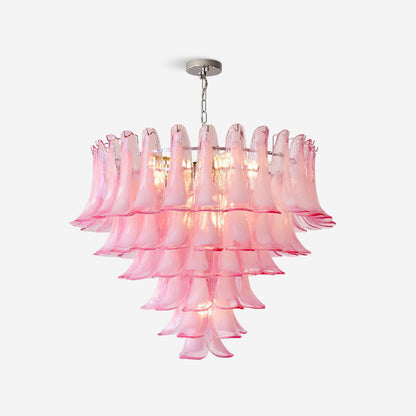 Émilienne Floral Chandelier, Layered Glass Petals with Metal Frame