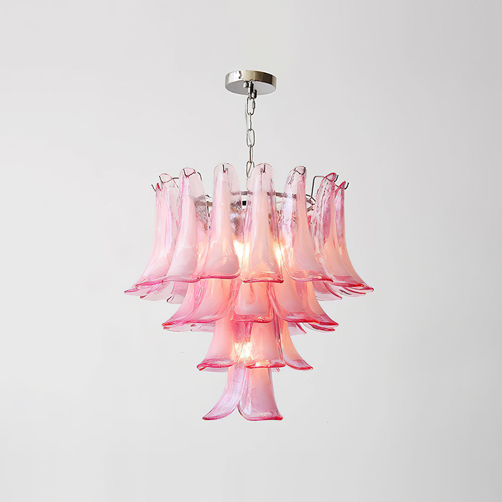 Émilienne Floral Chandelier, Layered Glass Petals with Metal Frame