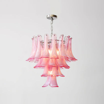 Émilienne Floral Chandelier, Layered Glass Petals with Metal Frame
