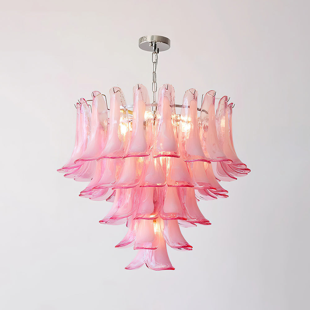 Émilienne Floral Chandelier, Layered Glass Petals with Metal Frame