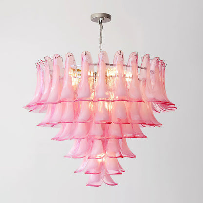 Émilienne Floral Chandelier, Layered Glass Petals with Metal Frame