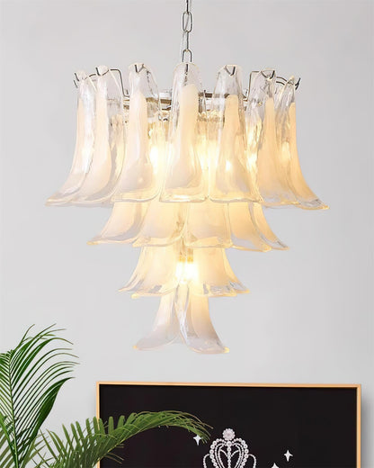 Émilienne Floral Chandelier, Layered Glass Petals with Metal Frame