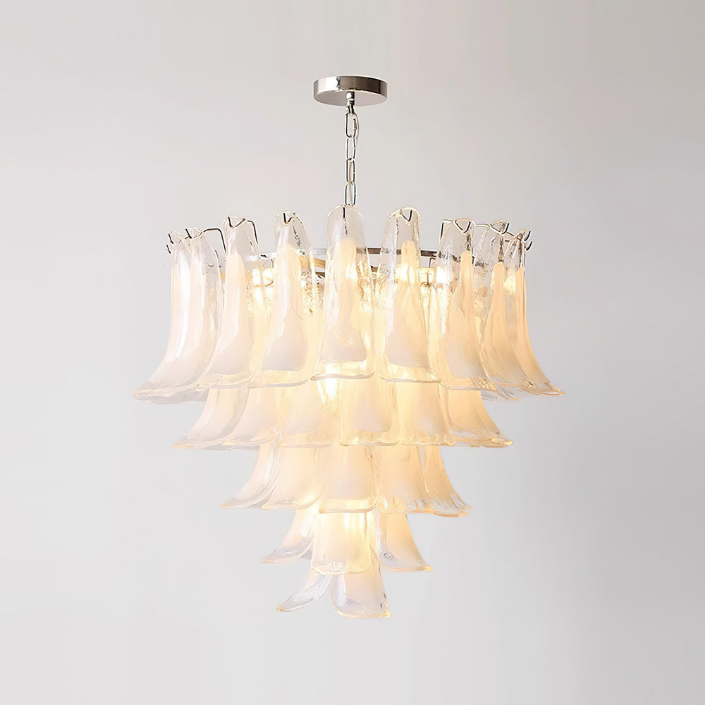 Émilienne Floral Chandelier, Layered Glass Petals with Metal Frame